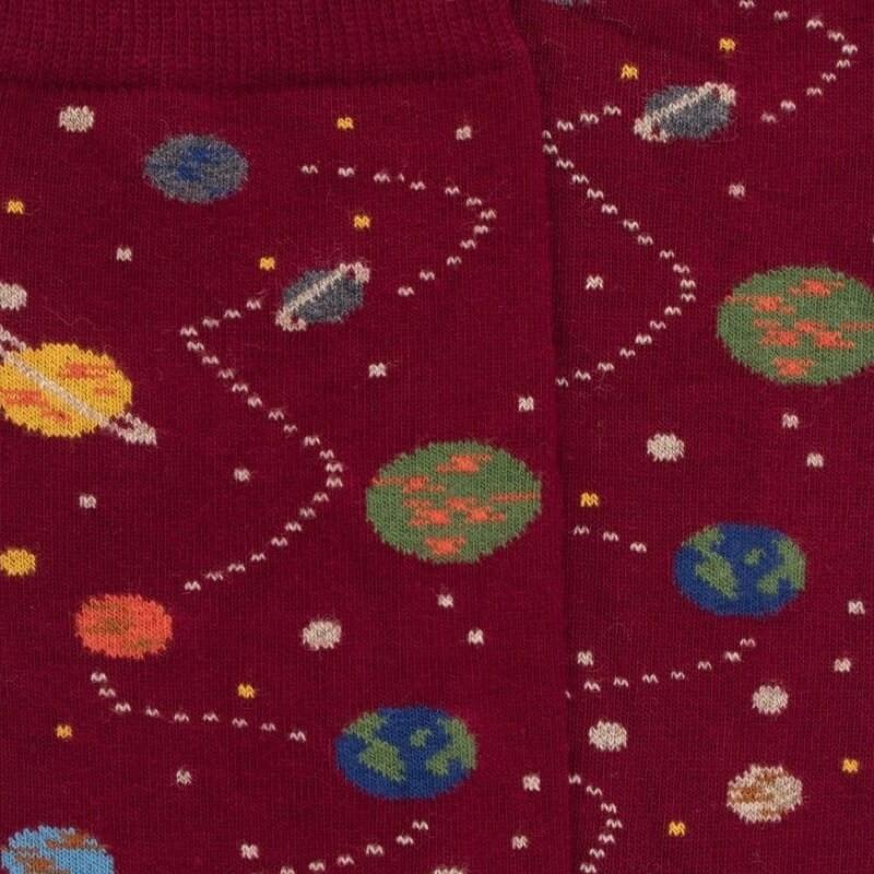 Doré Doré Chaussettes En Coton Motifs Planètes - Bordeaux