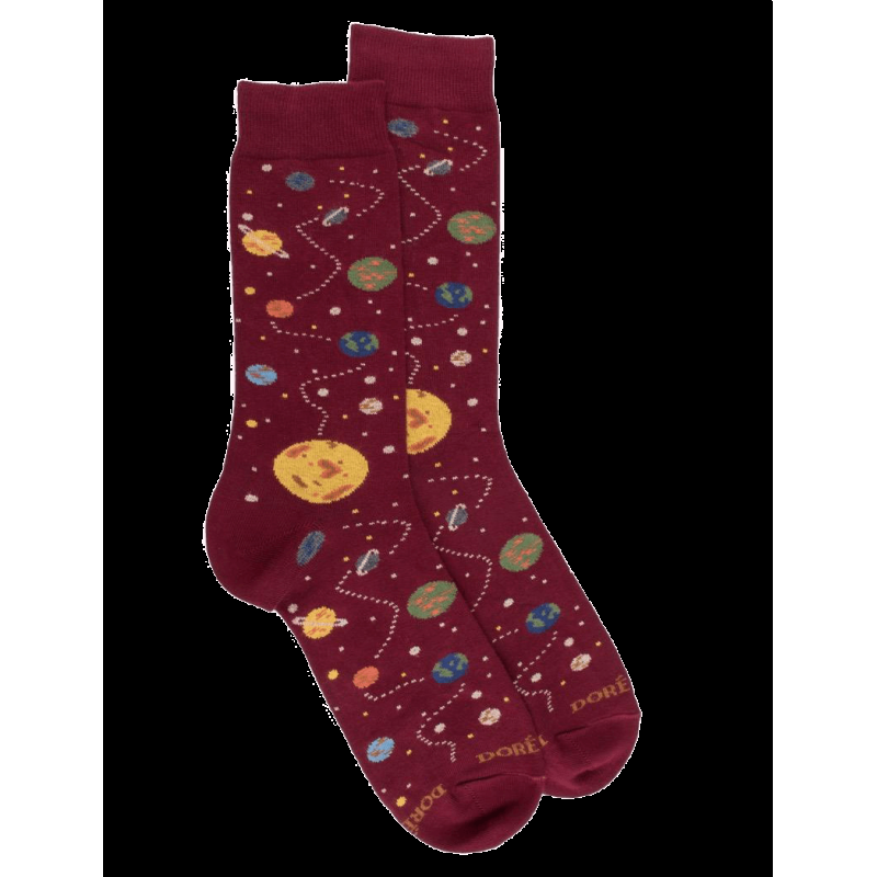doré doré Chaussettes en coton motifs planètes - Bordeaux