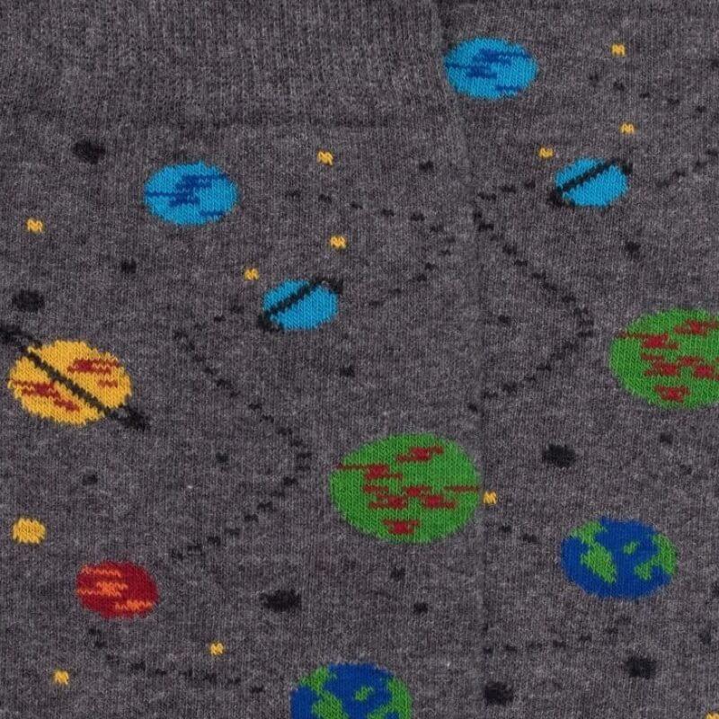 Doré Doré Chaussettes En Coton Motifs Planètes - Gris