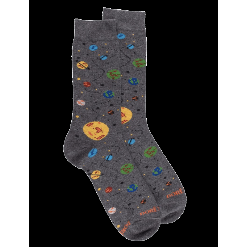 doré doré Chaussettes en coton motifs planètes - Gris