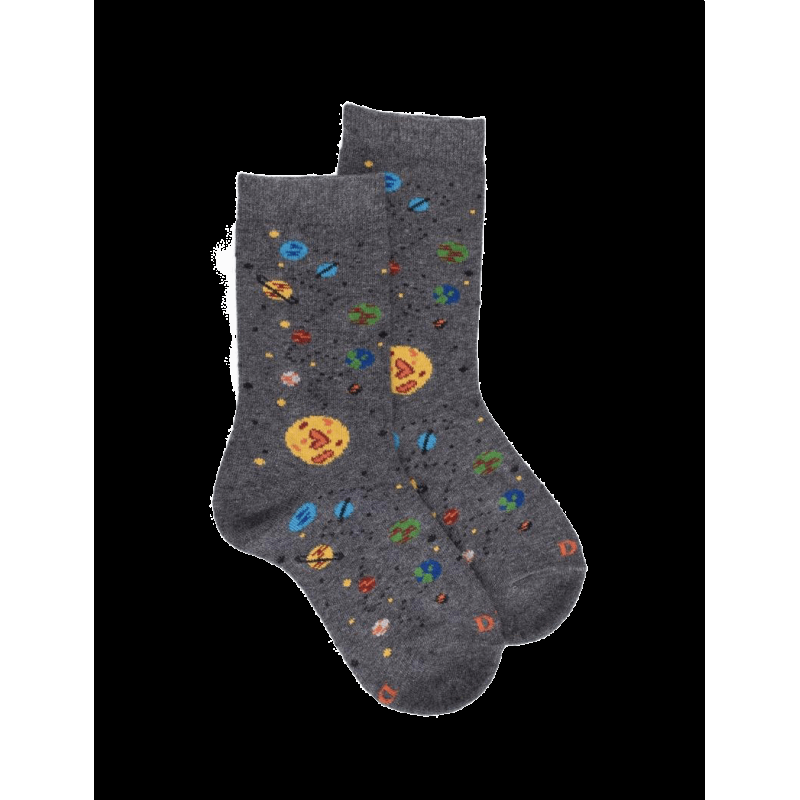 doré doré Chaussettes en coton motifs planètes - Gris