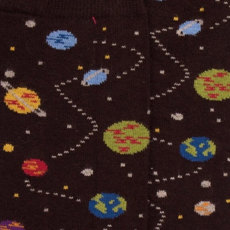 Doré Doré Chaussettes En Coton Motifs Planètes - Marron