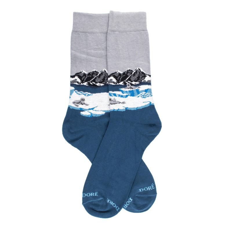 doré doré Chaussettes en coton pour hommes avec motif de phoque sur le quai - Bleu Croisette