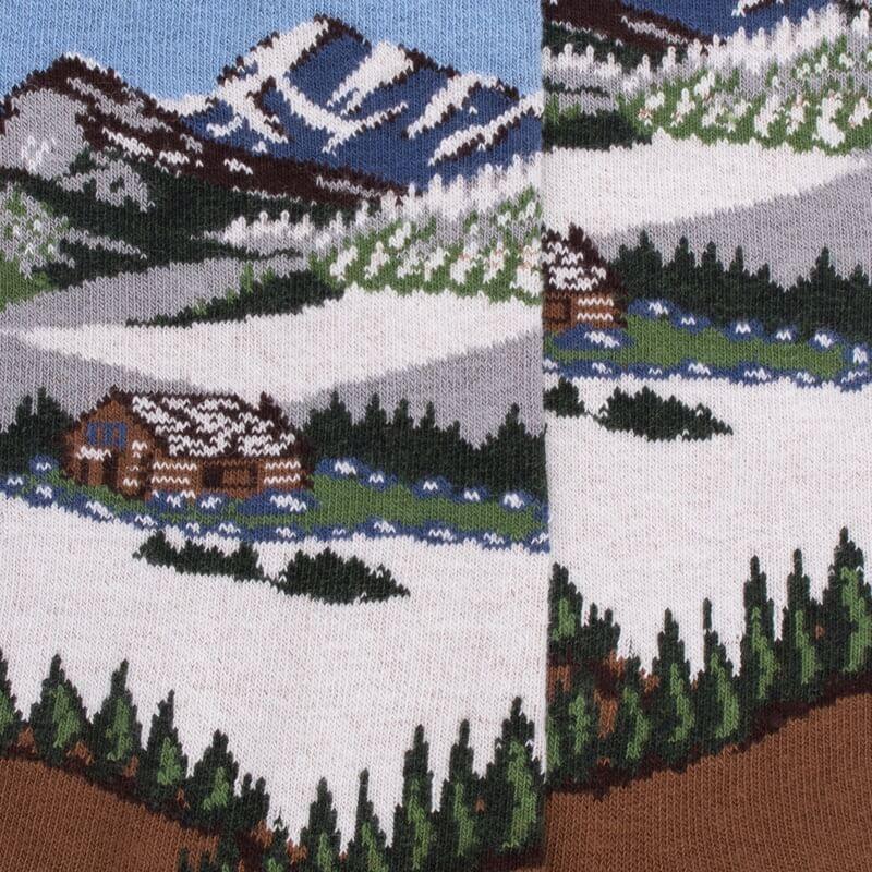 Doré Doré Chaussettes En Coton Pour Hommes Avec Motifs De Paysages De Montagne - Terre