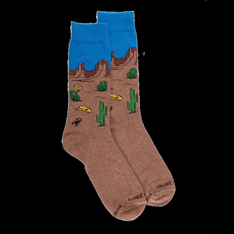 Doré Doré Chaussettes En Coton Pour Hommes Avec Motifs De Paysages Mexicains - Marron Caille