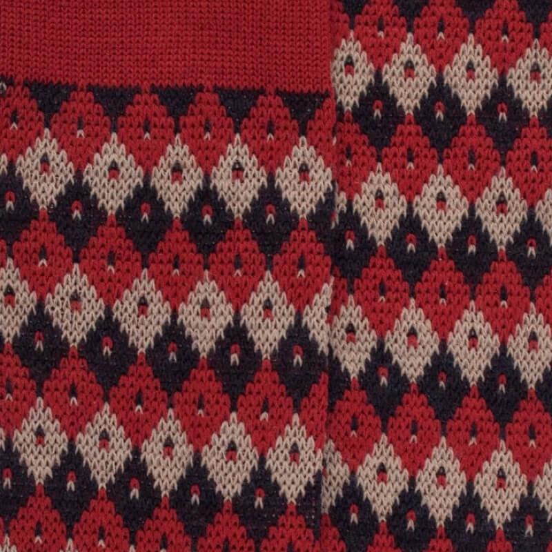 Doré Doré Chaussettes En Laine à Losanges Tricolores - Brique
