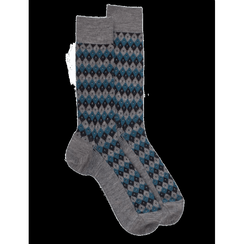 Doré Doré Chaussettes En Laine à Losanges Tricolores - Gris