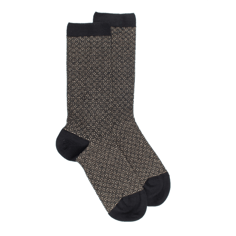 doré doré Chaussettes en laine à motifs pour femmes - Noir