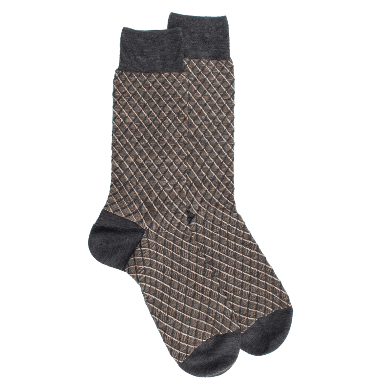 doré doré Chaussettes en laine à motifs pour hommes - Gris étain