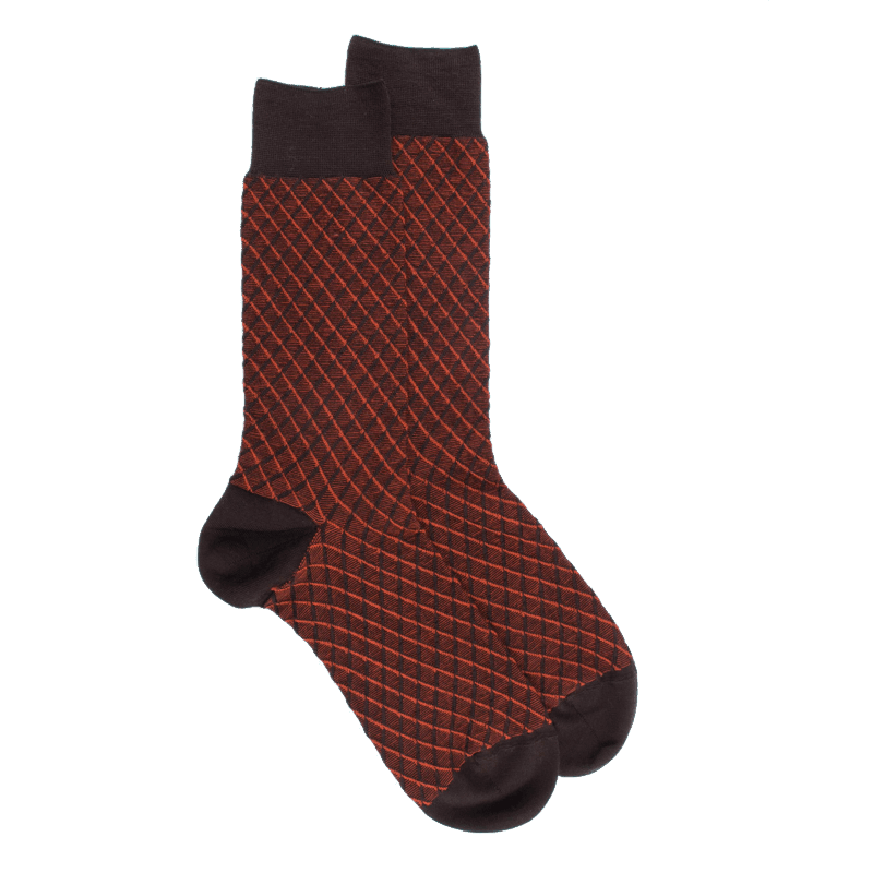 doré doré Chaussettes en laine à motifs pour hommes - Marron Chocolat