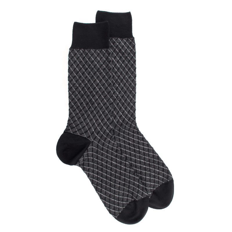 doré doré Chaussettes en laine à motifs pour hommes - Noir