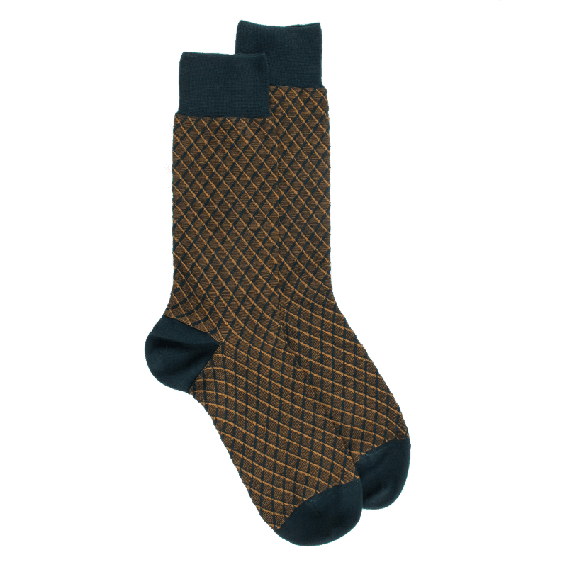 doré doré Chaussettes en laine à motifs pour hommes - Vert thym