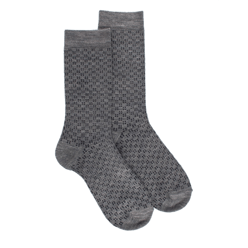 doré doré Chaussettes en laine pour enfants avec motif à micro-carré - Gris Bourrasque