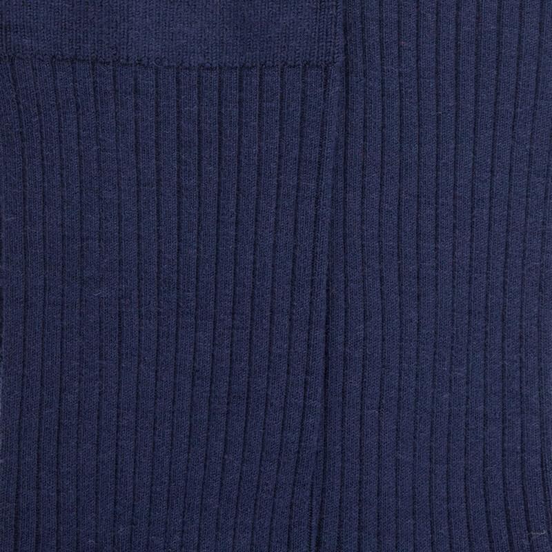 Doré Doré Chaussettes En Laine Unie Côtelée Pour Femmes - Bleu Caban