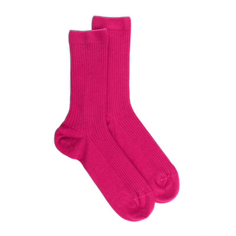 doré doré Chaussettes en laine unie côtelée pour femmes - Rose oléandre