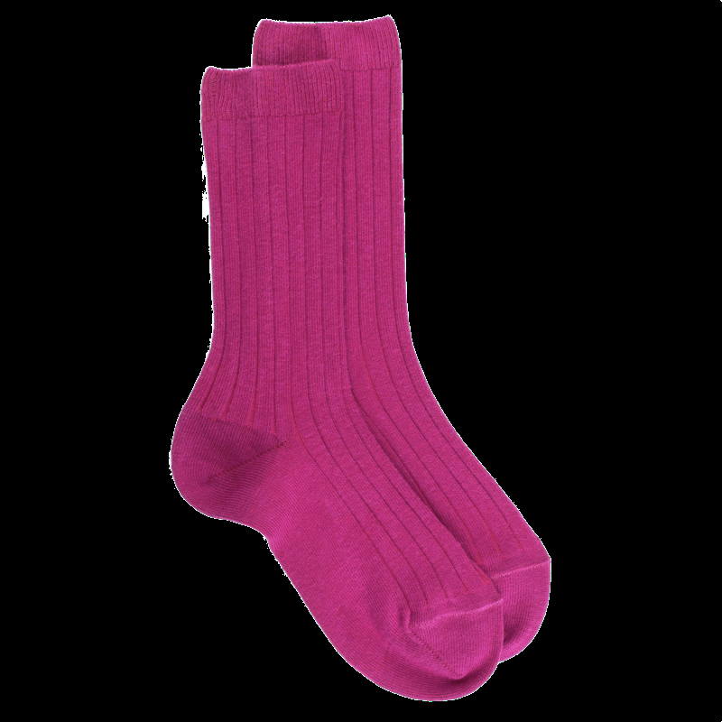 doré doré Chaussettes enfant côtelées en coton doux - Fushia