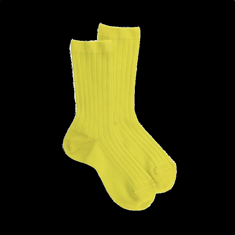 doré doré Chaussettes enfant côtelées en coton doux - Jaune