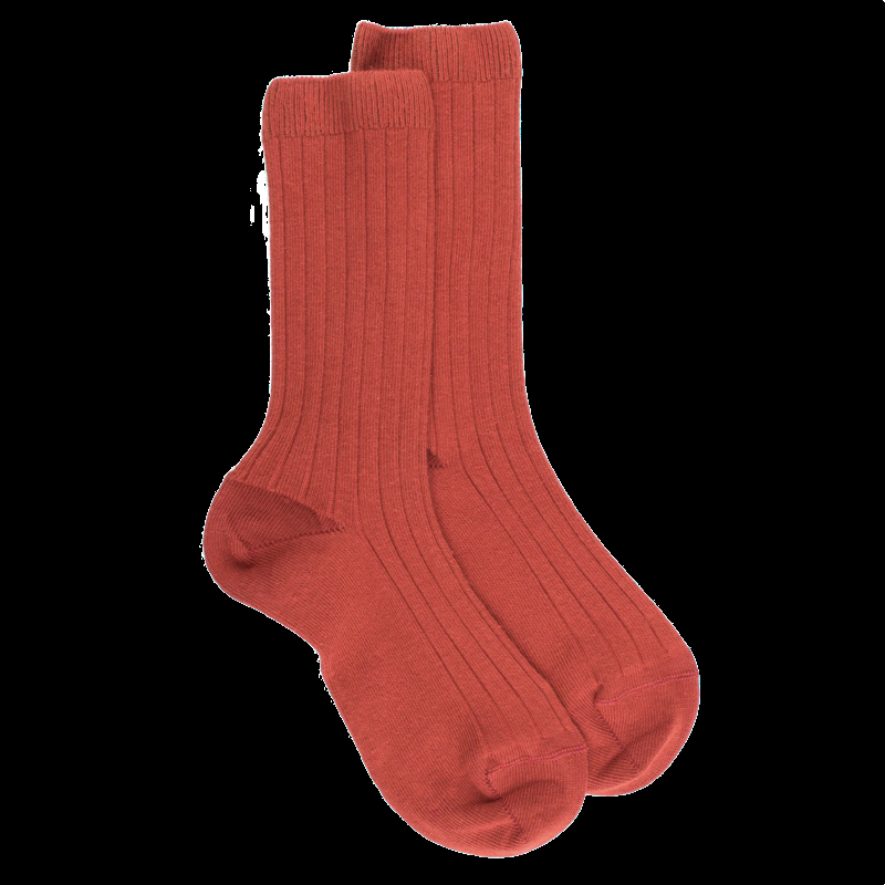 doré doré Chaussettes enfant côtelées en coton doux - Orange