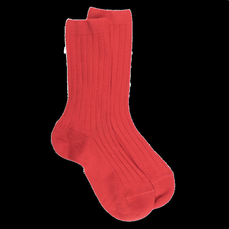 doré doré Chaussettes enfant côtelées en coton doux - Rouge Ponceau