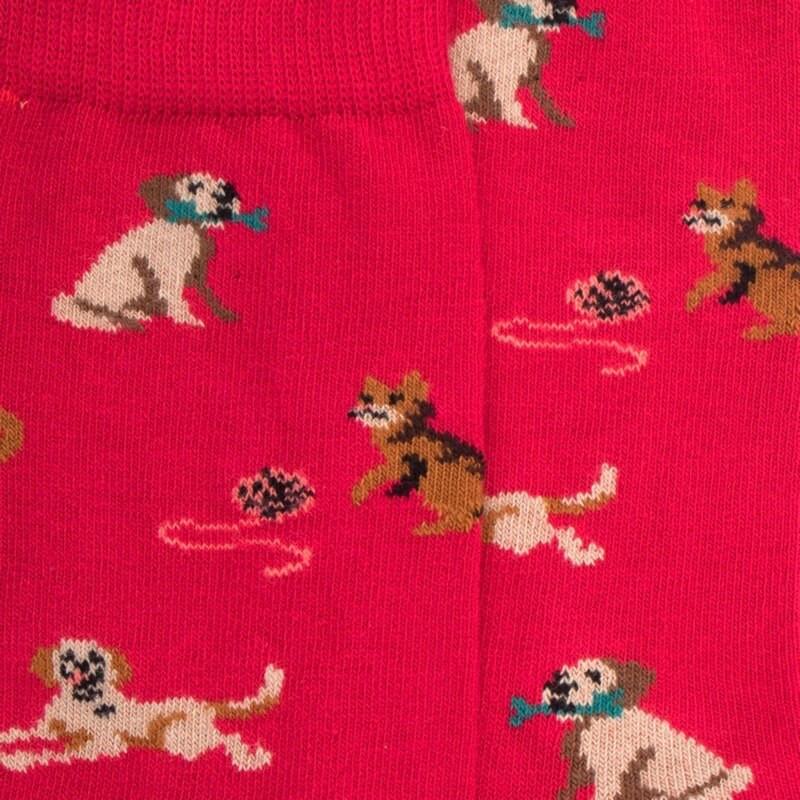 Doré Doré Chaussettes Enfant En Coton à Motif Chiens Et Chats - Rouget