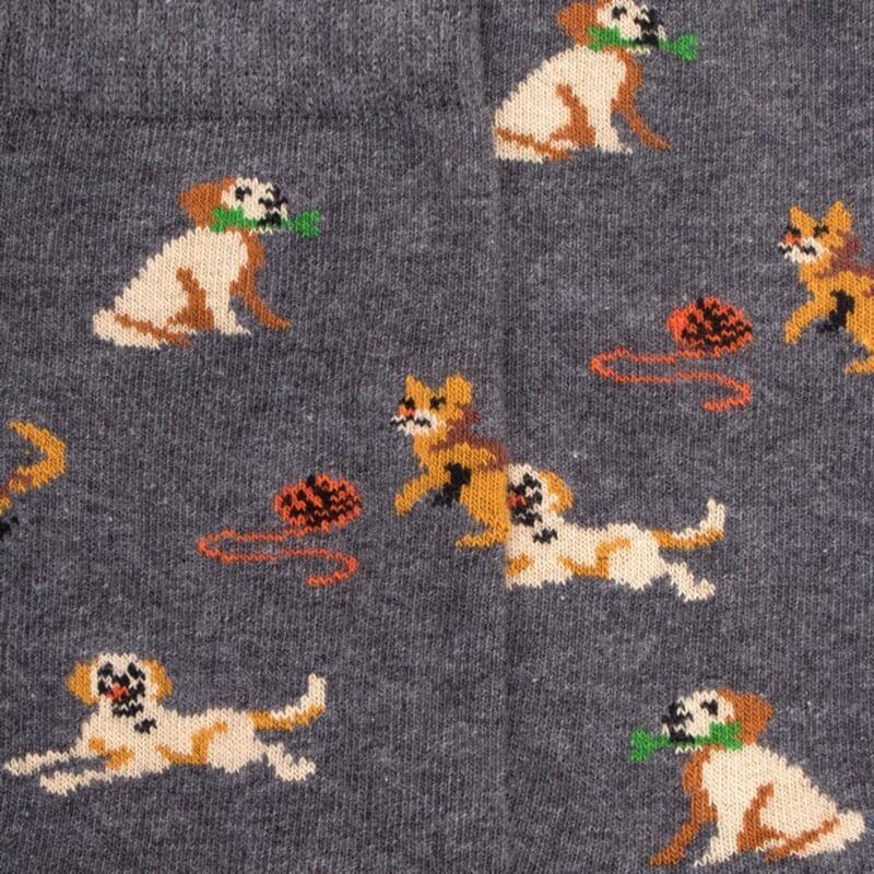Doré Doré Chaussettes Enfant En Coton à Motif Chiens Et Chats - Gris Oxford