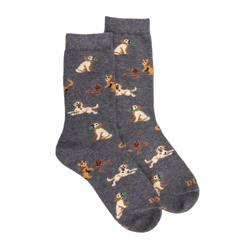 doré doré Chaussettes enfant en coton à motif chiens et chats - Gris oxford