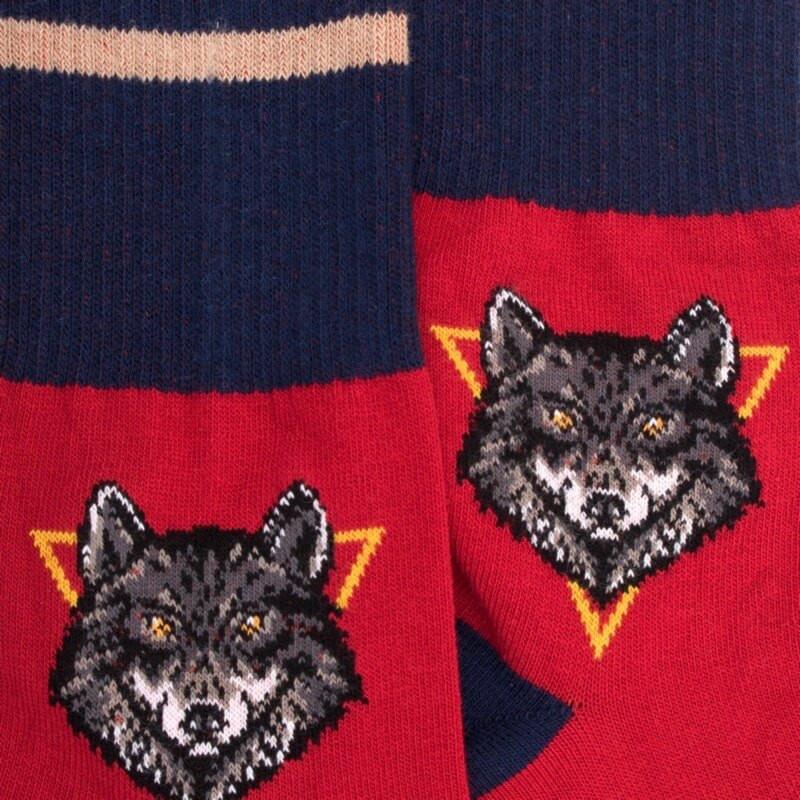 Doré Doré Chaussettes Enfant En Coton à Motif Loup - Brique