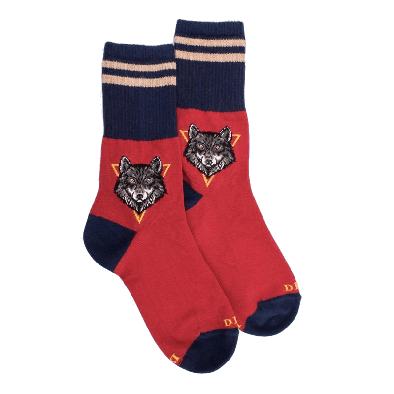 doré doré Chaussettes enfant en coton à motif loup - Brique
