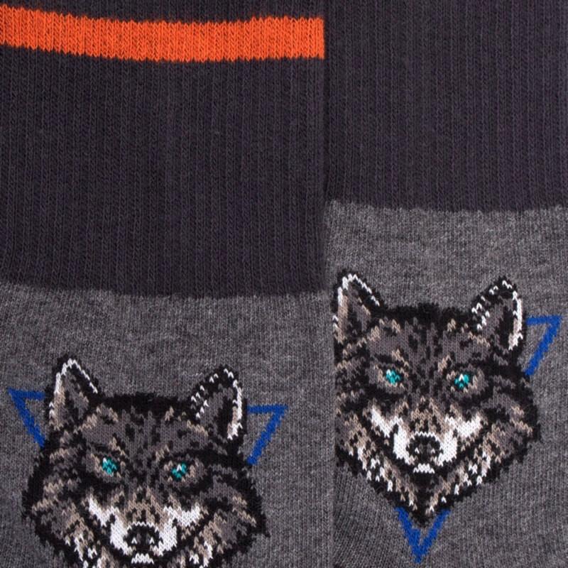 Doré Doré Chaussettes Enfant En Coton à Motif Loup - Gris Oxford