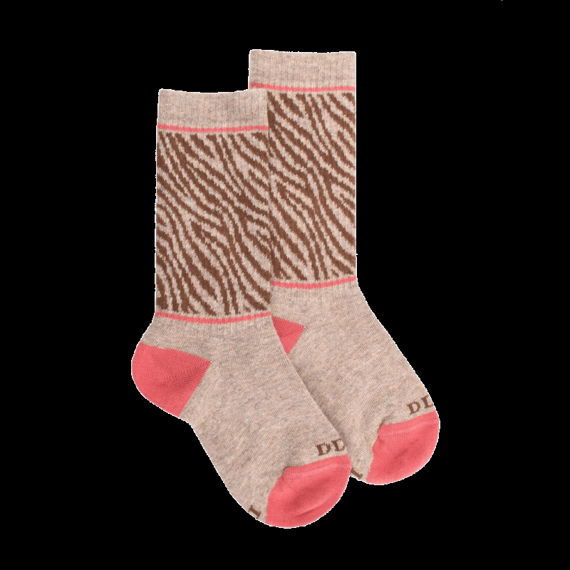 Doré Doré Chaussettes Enfant En Coton à Motif Zébré - Beige Sahara