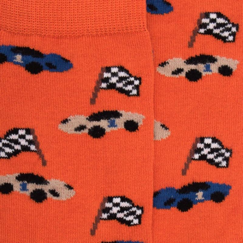 Doré Doré Chaussettes Enfant En Coton à Motifs Voitures De Course - Abricot