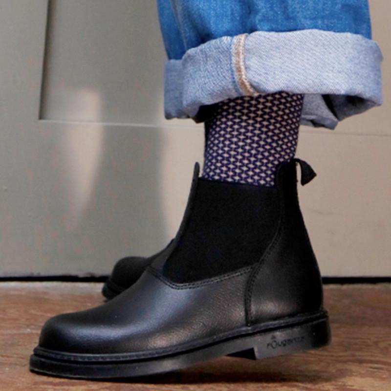 Doré Doré Chaussettes Enfant En Laine à Motif Micro Treillis - Bleu Caban