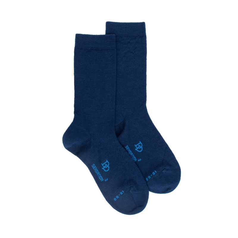 doré doré Chaussettes enfant en laine et coton - Bleu Voilier