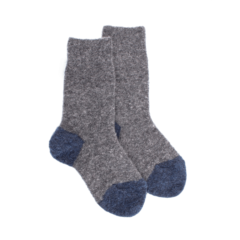 doré doré Chaussettes enfant laine polaire - Gris et turquoise