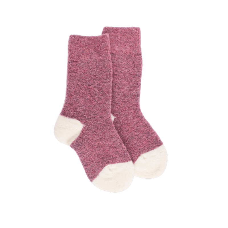 doré doré Chaussettes enfant laine polaire - Rose et blanc
