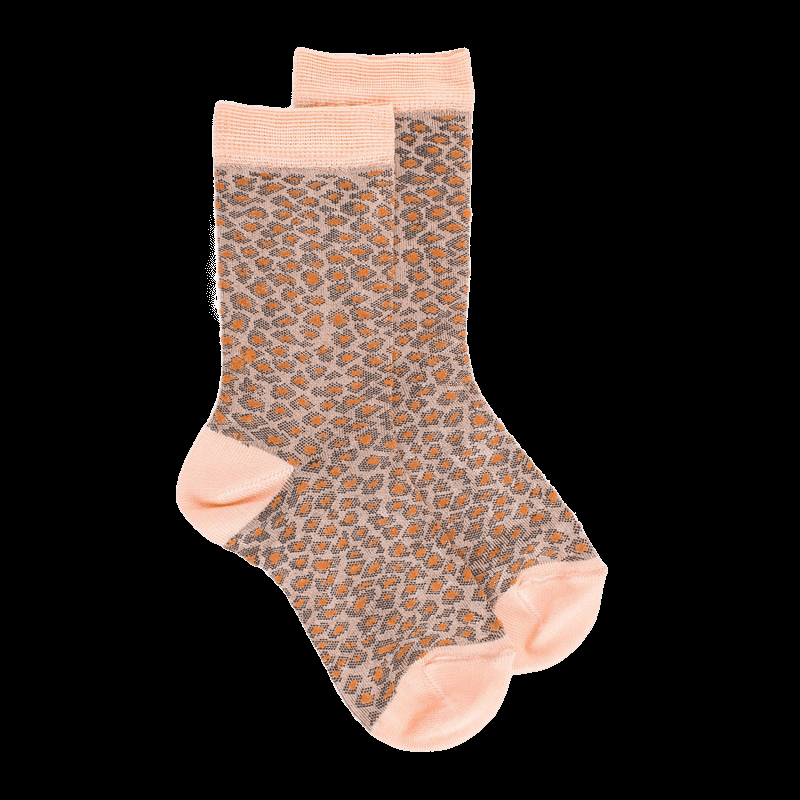 doré doré Chaussettes enfant port en viscose à motif léopard stylisé - Rose