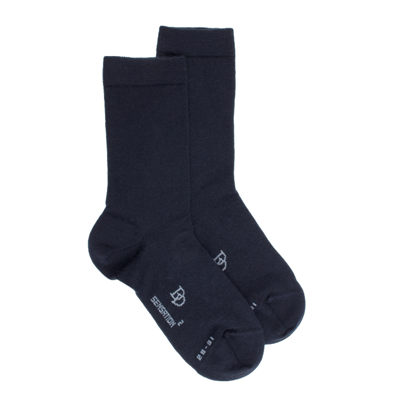 doré doré Chaussettes enfant Sensation en laine et coton - Bleu marine