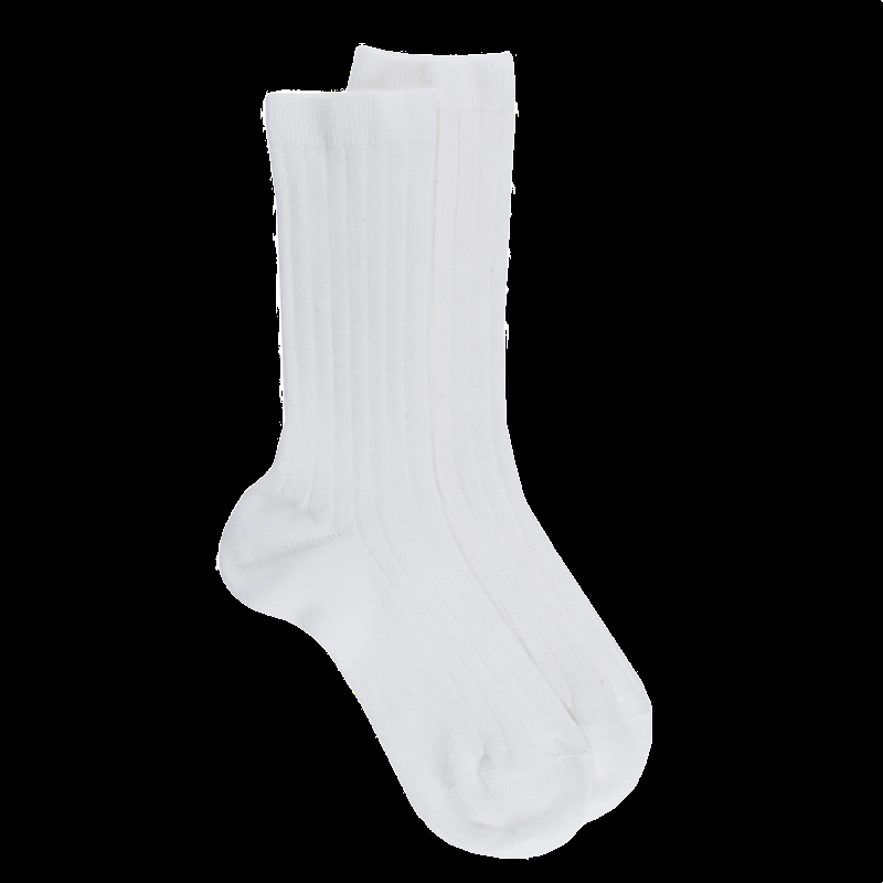 doré doré Chaussettes enfants côtelées en coton doux - Blanc
