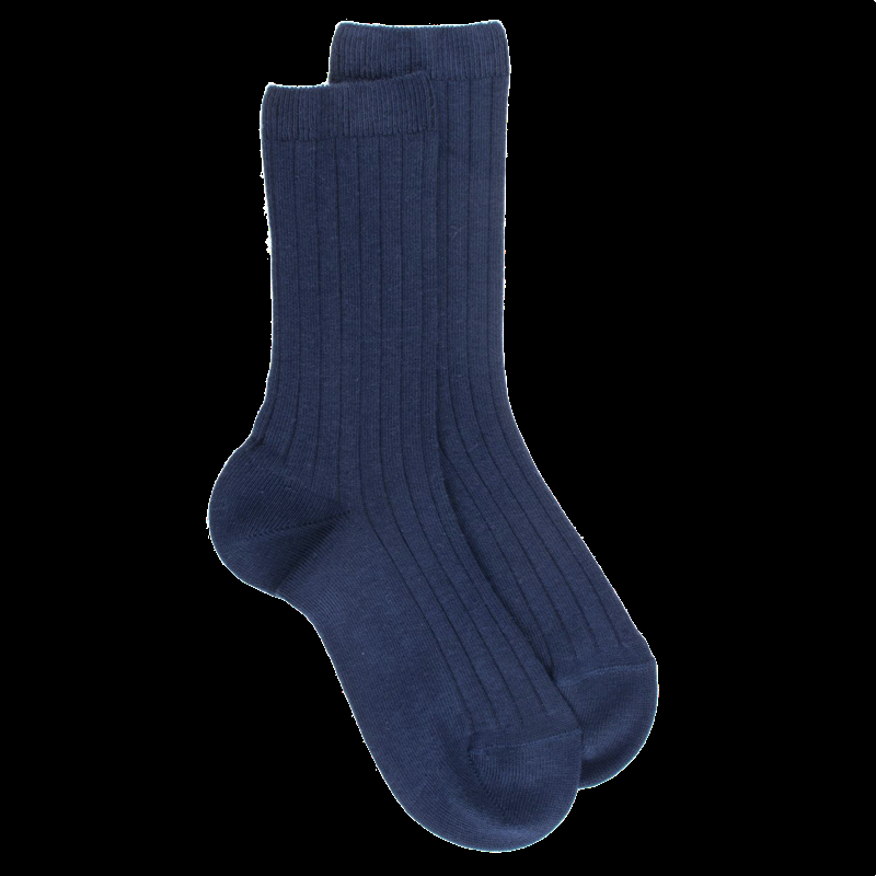 doré doré Chaussettes enfants côtelées en coton doux - Bleu marine