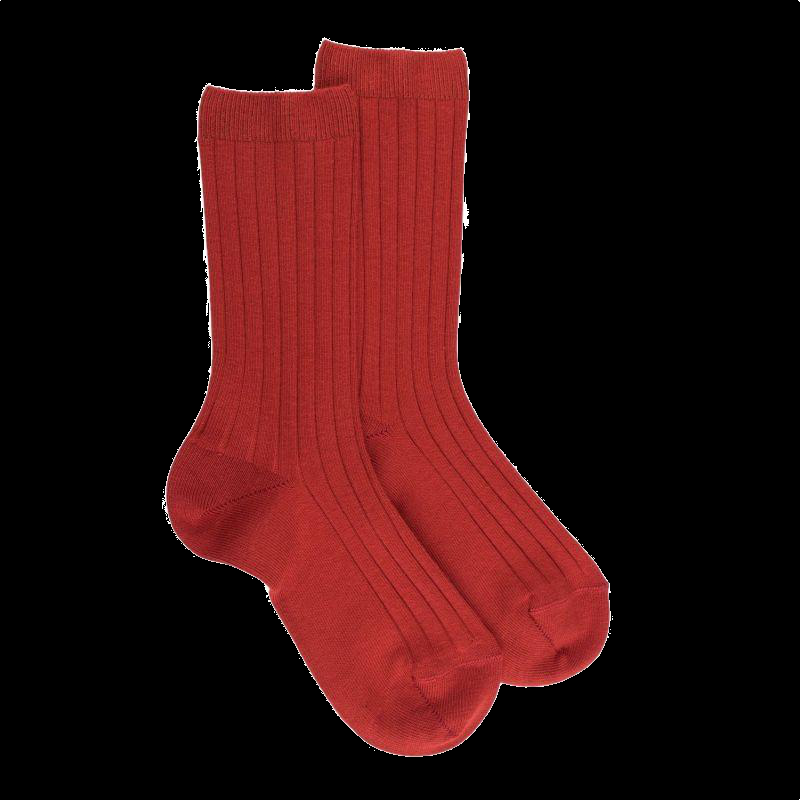 doré doré Chaussettes enfants côtelées en coton doux - Cognac