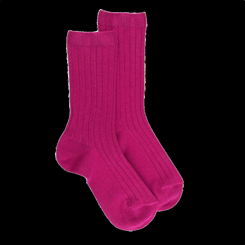 doré doré Chaussettes enfants côtelées en coton doux - Framboise
