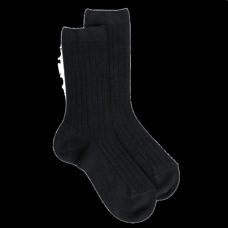 doré doré Chaussettes enfants côtelées en coton doux - Noir
