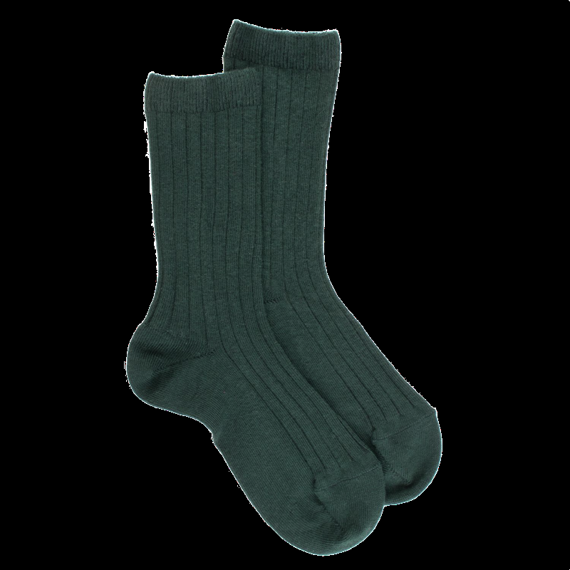 doré doré Chaussettes enfants côtelées en coton doux - Vert foncé