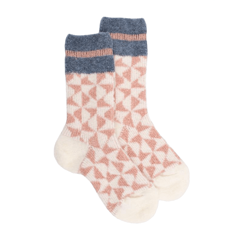 doré doré Chaussettes enfants en laine polaire motif géométrique - Écru