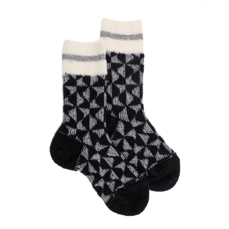 doré doré Chaussettes enfants en laine polaire motif géométrique - Noir