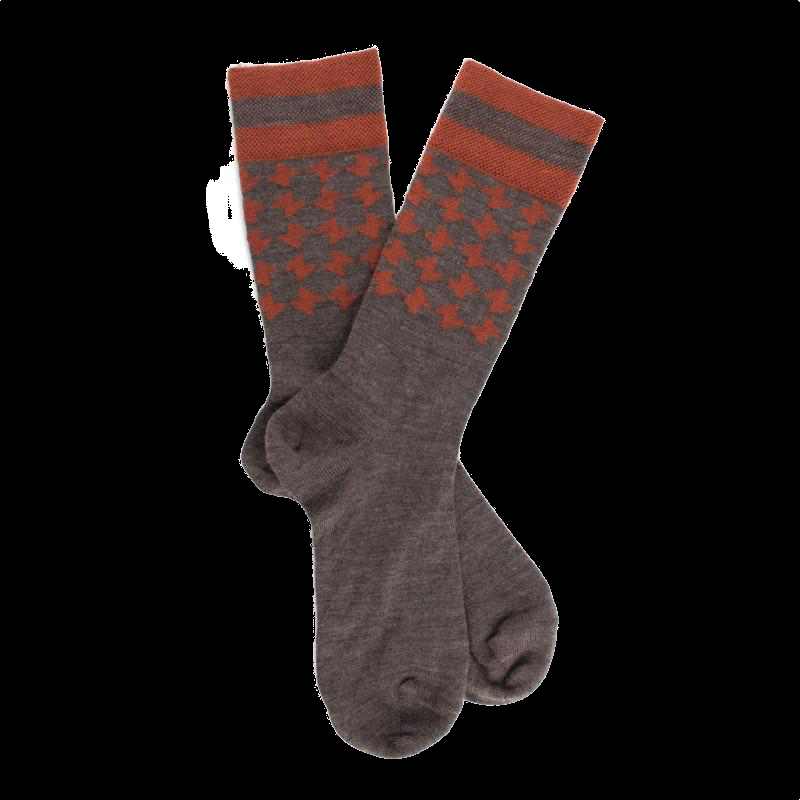 doré doré Chaussettes fantaisie en laine avec motifs géométriques - Marron et orange