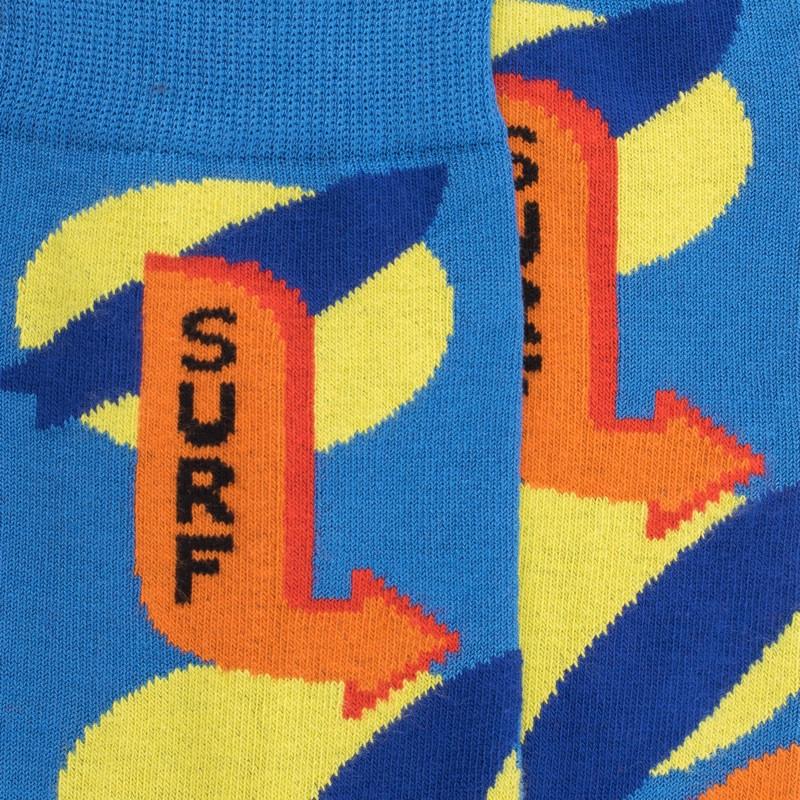 Doré Doré Chaussettes Fantaisie Homme En Fil D'écosse Motif Surf - Bleu Bassin