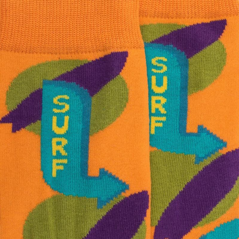 Doré Doré Chaussettes Fantaisie Homme En Fil D'écosse Motif Surf - Orange Carotte