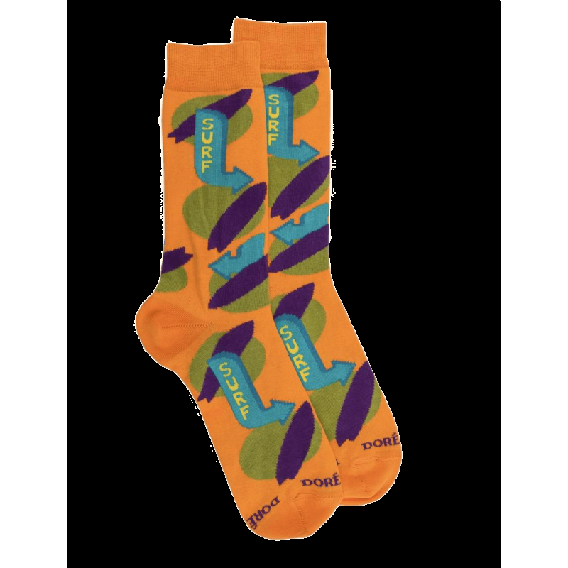 doré doré Chaussettes fantaisie homme en fil d'écosse motif Surf - Orange carotte