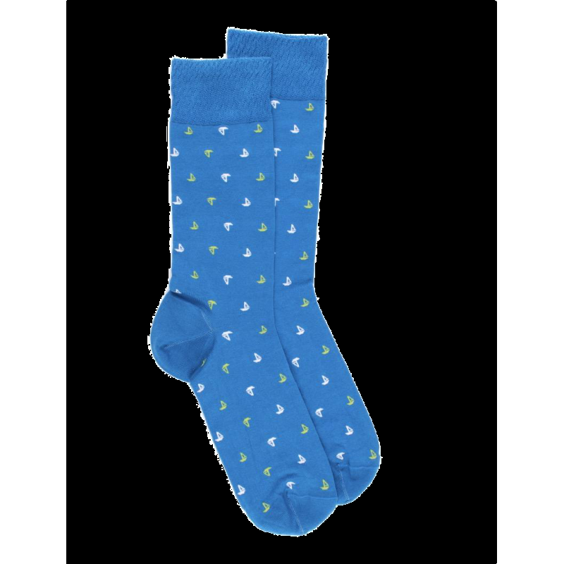 doré doré Chaussettes fantaisie homme en fil d'écosse motifs bateaux - Bleu